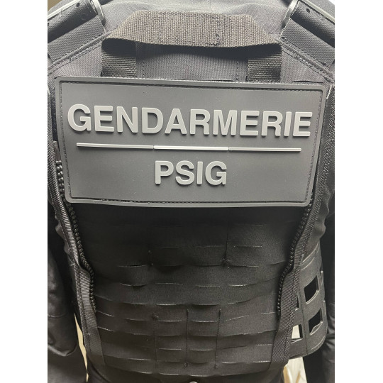 Bandeau velcro 3D GENDARMERIE PSIG 210x100 mm noir texte gris