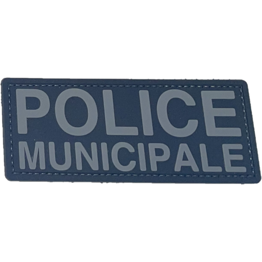 Bandeau velcro 3D POLICE MUNICIPALE 125x50mm bleu nuit texte gris